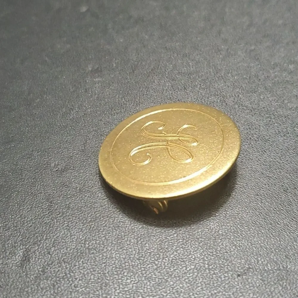 Gold tone H brooch round circular vintage